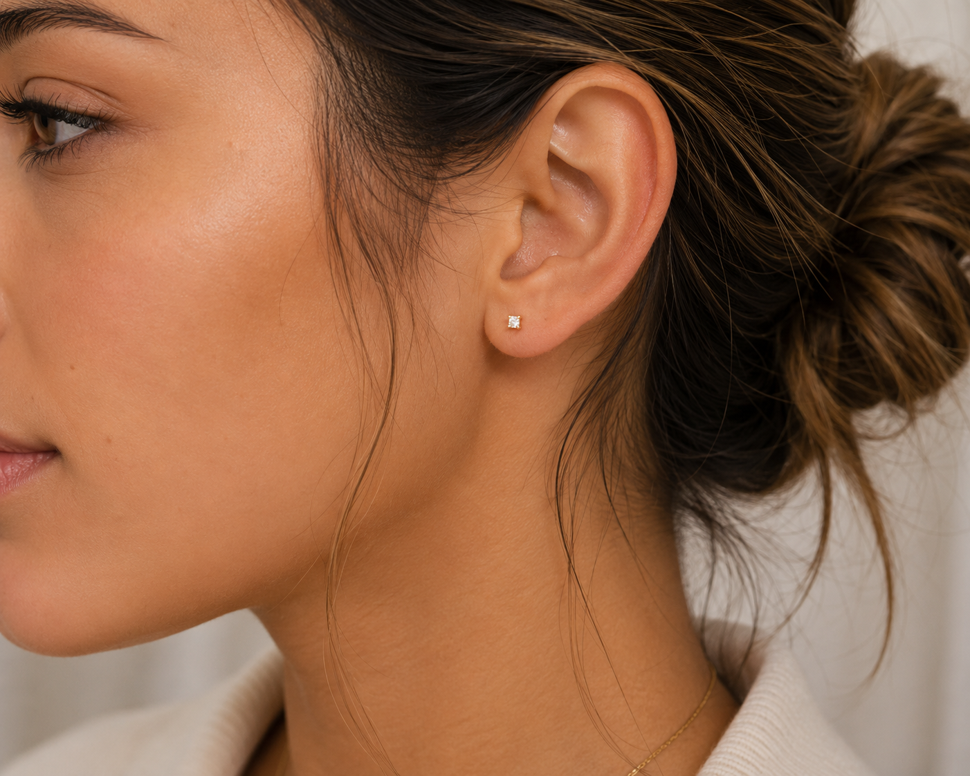 2mm Gold CZ Stud Earrings