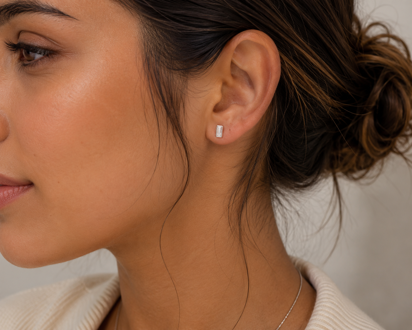 Silver Baguette CZ Stud Earrings