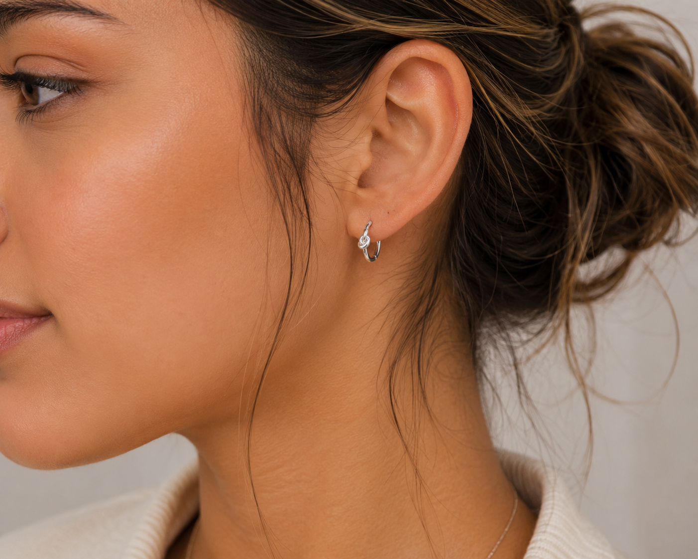 Silver Knot Hoop Earrings