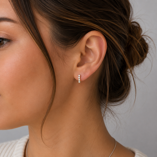 Crystal Bar Stud Earrings ā 925 Sterling Silver