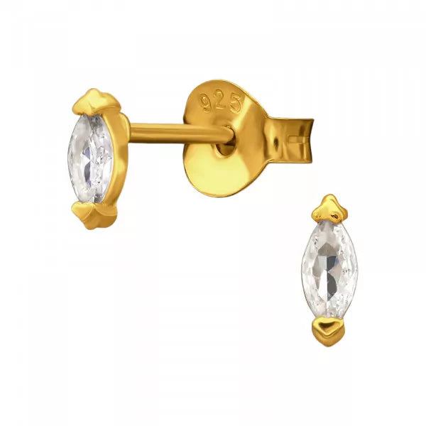 Gold Marquise CZ Stud Earrings