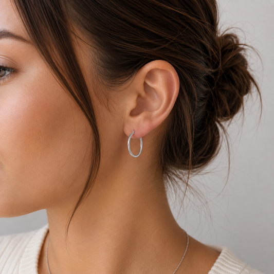 12mm Sterling Silver Hoop Earrings – French Lock