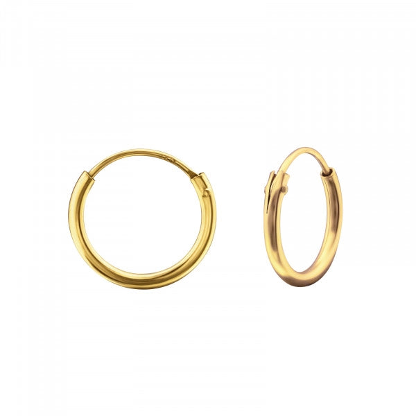 12mm Classic Hoop Earrings – Gold Plated Sterling Silver
