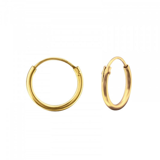 12mm Classic Hoop Earrings – Gold Plated Sterling Silver