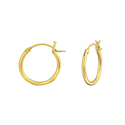 14mm Gold Plated Sterling Silver Hoop Earrings – French Lock