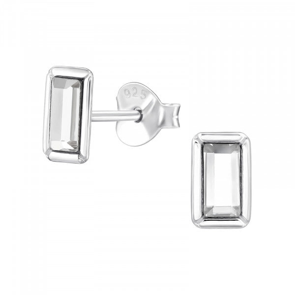 Silver Baguette CZ Stud Earrings