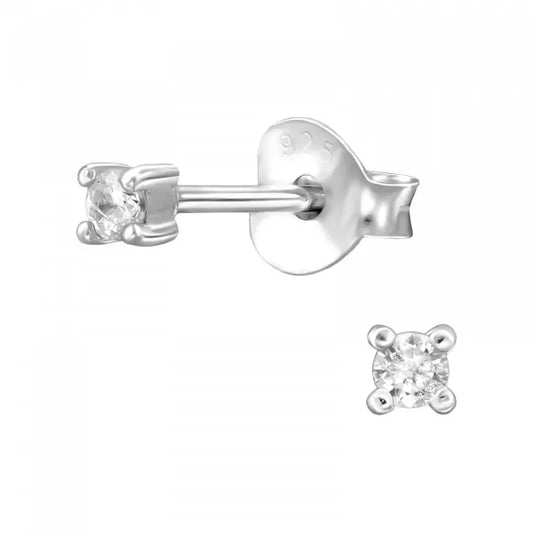 2mm CZ Stud Earrings – Sterling Silver