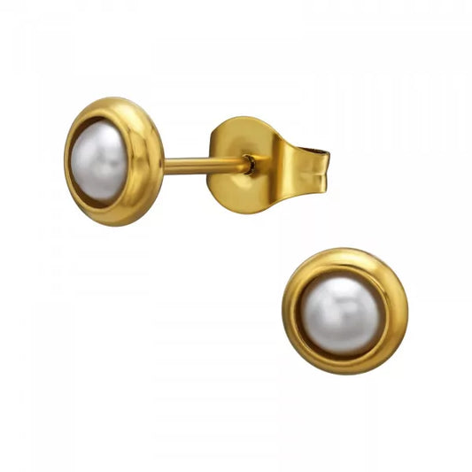 6mm Pearl Stud Earrings – Gold Plated 925 Sterling Silver