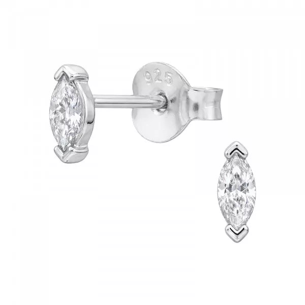 Silver Marquise CZ Stud Earrings